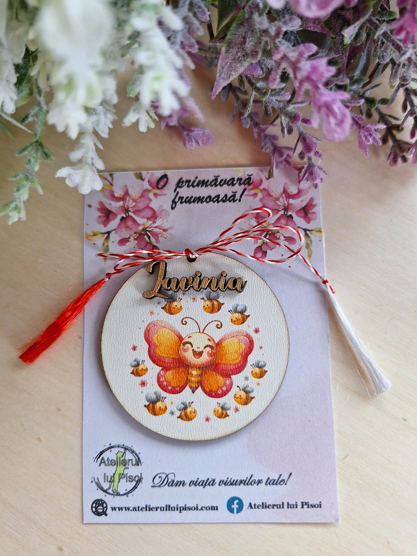 Martisor personalizat lemn- Fluture- ALTP 33