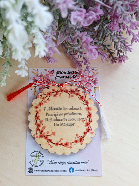 Martisor personalizat lemn/MDF flori de cires- ALTP 36