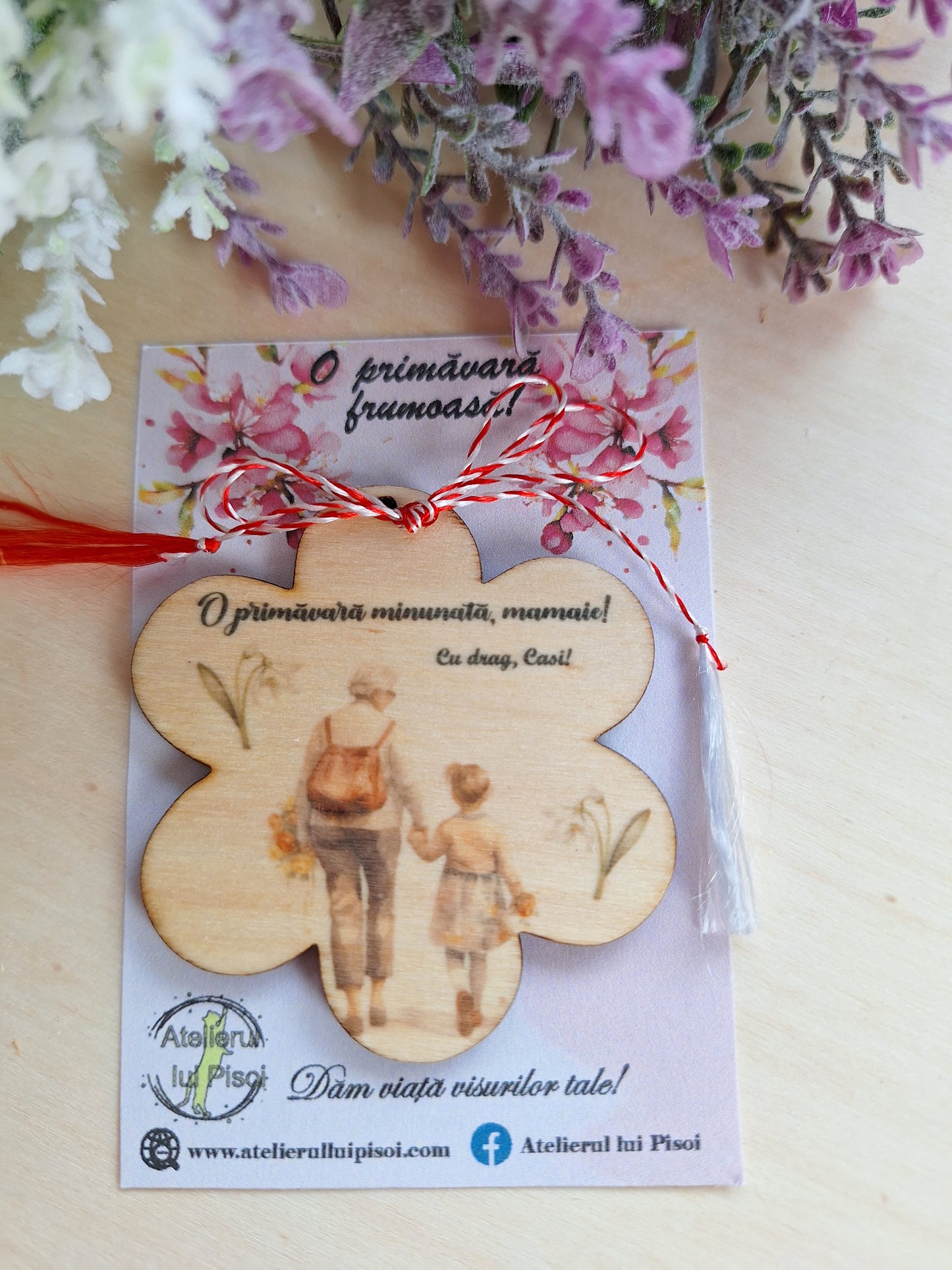 Martisor personalizat lemn bunica si nepoata - ALTP 37