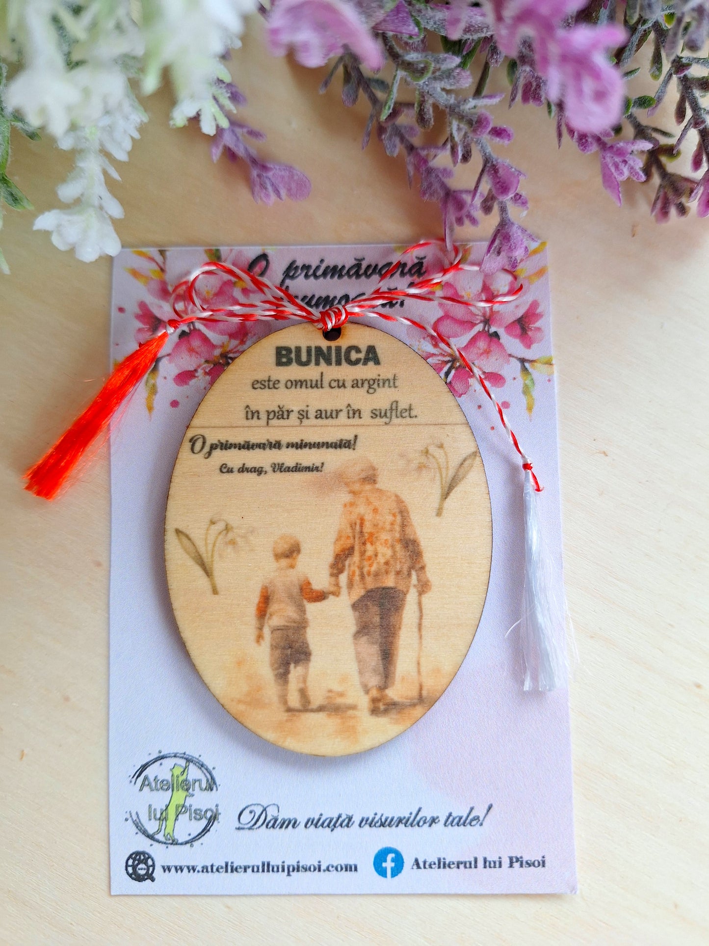 Martisor personalizat lemn -bunica si nepot-ALTP 38