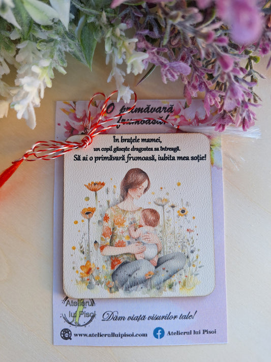 Martisor personalizat lemn -Dragoste de mama-ALTP 28