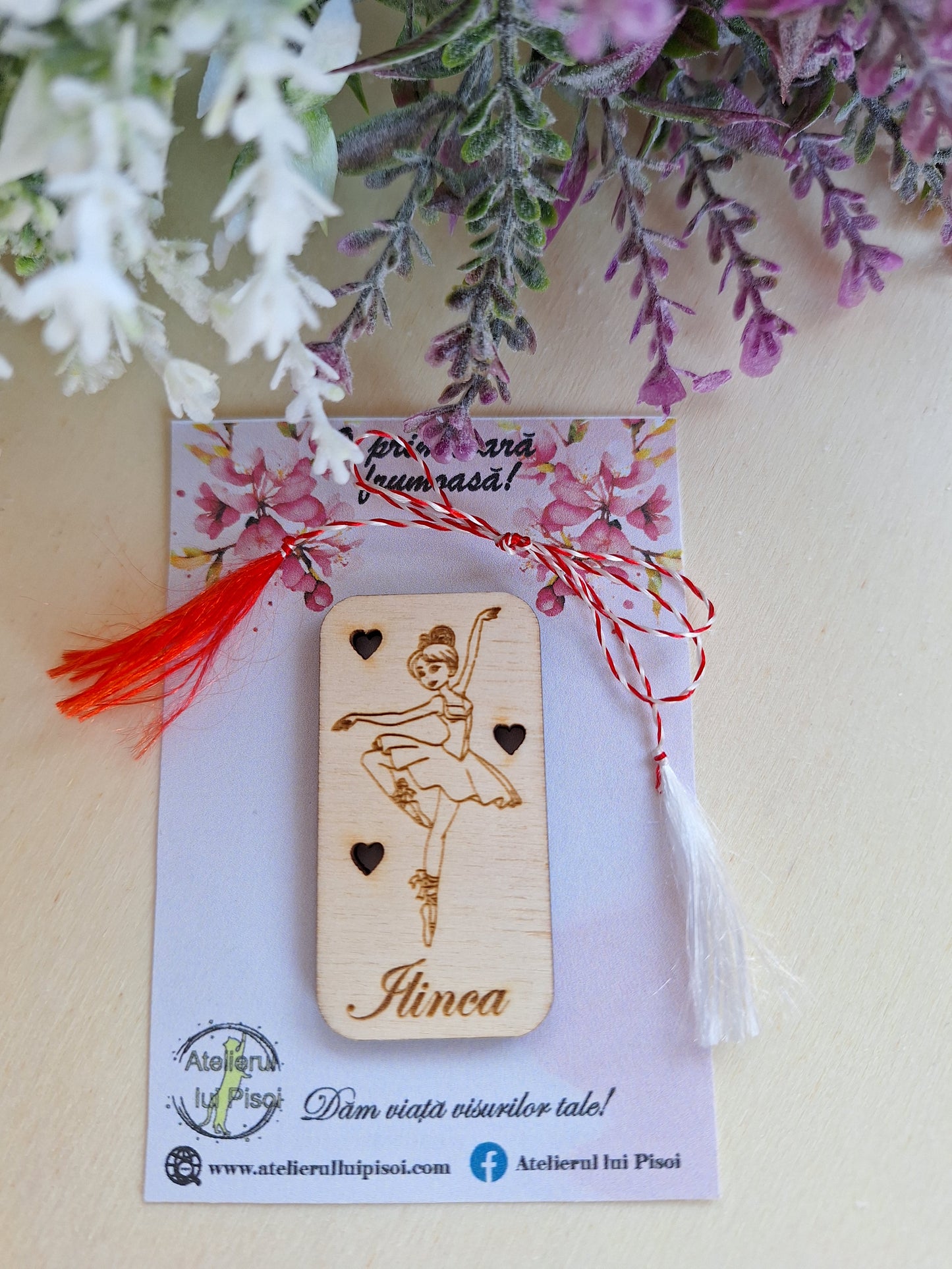 Martisor lemn personalizat Balerina ALTP 2