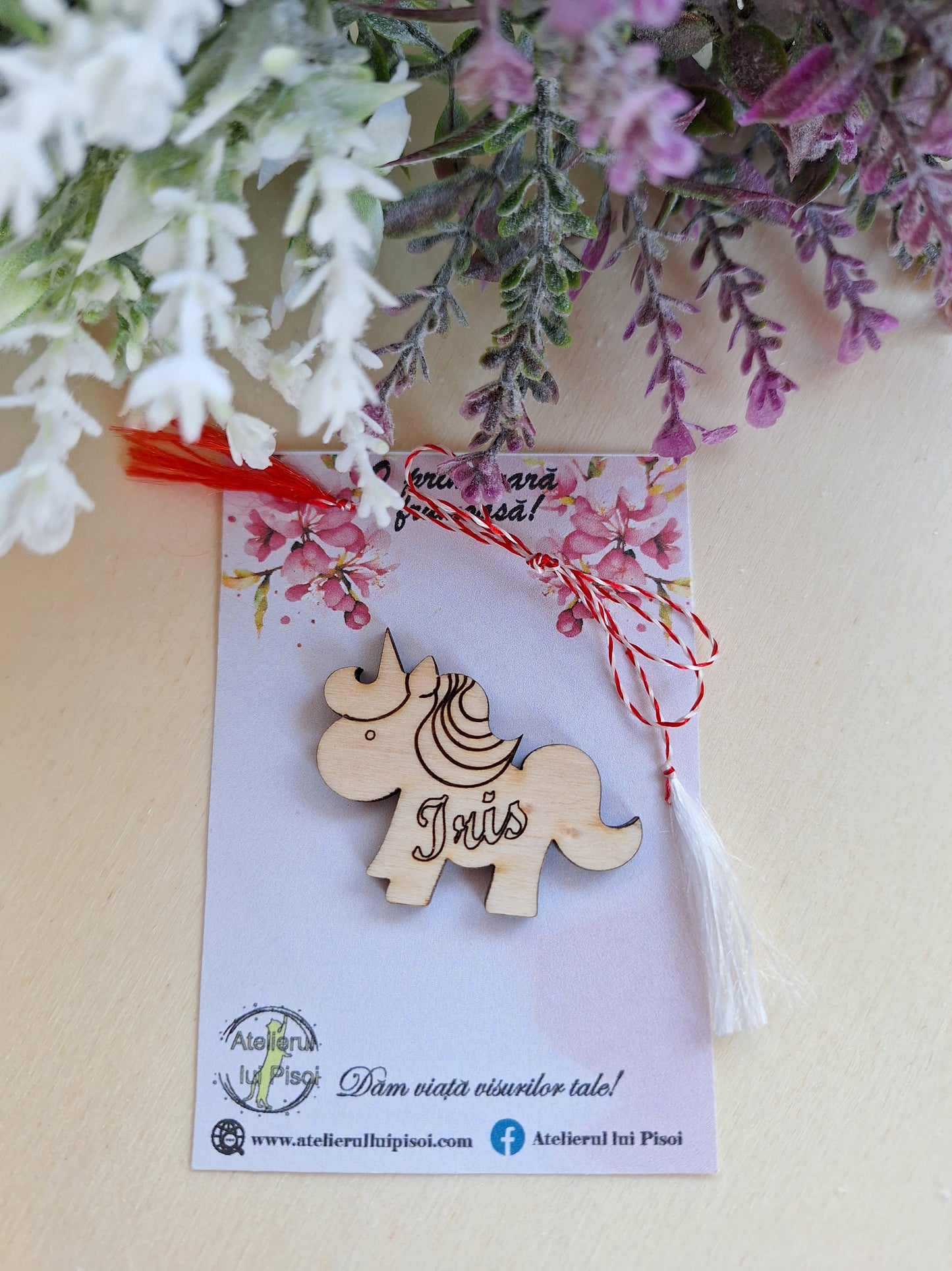 Martisor lemn personalizat Unicorn ALTP 3