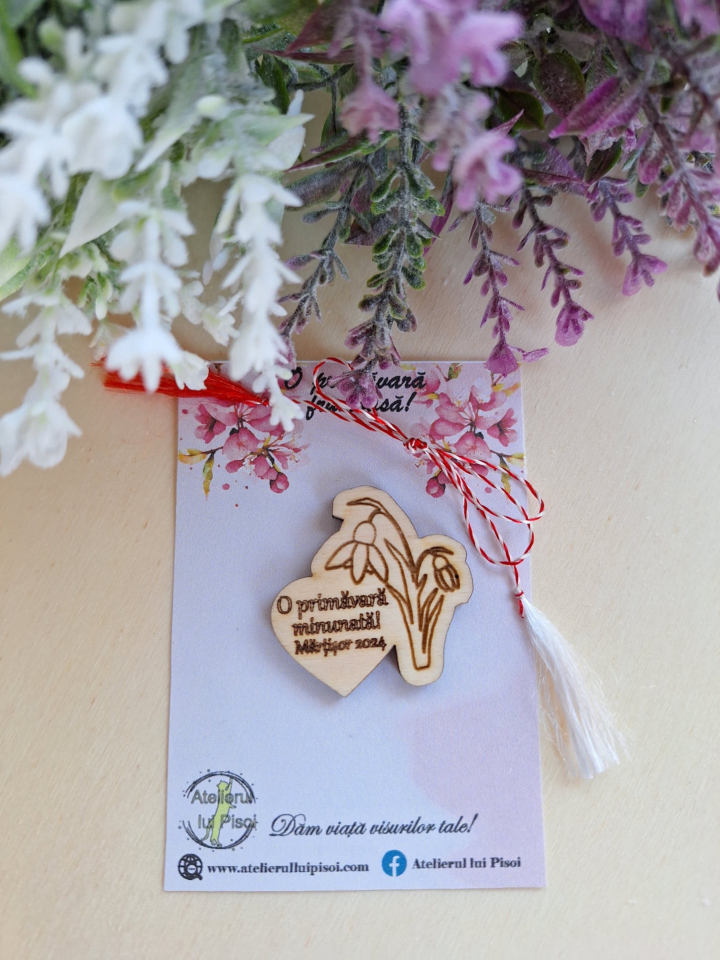 Martisor lemn personalizat Ghiocei ALTP 20
