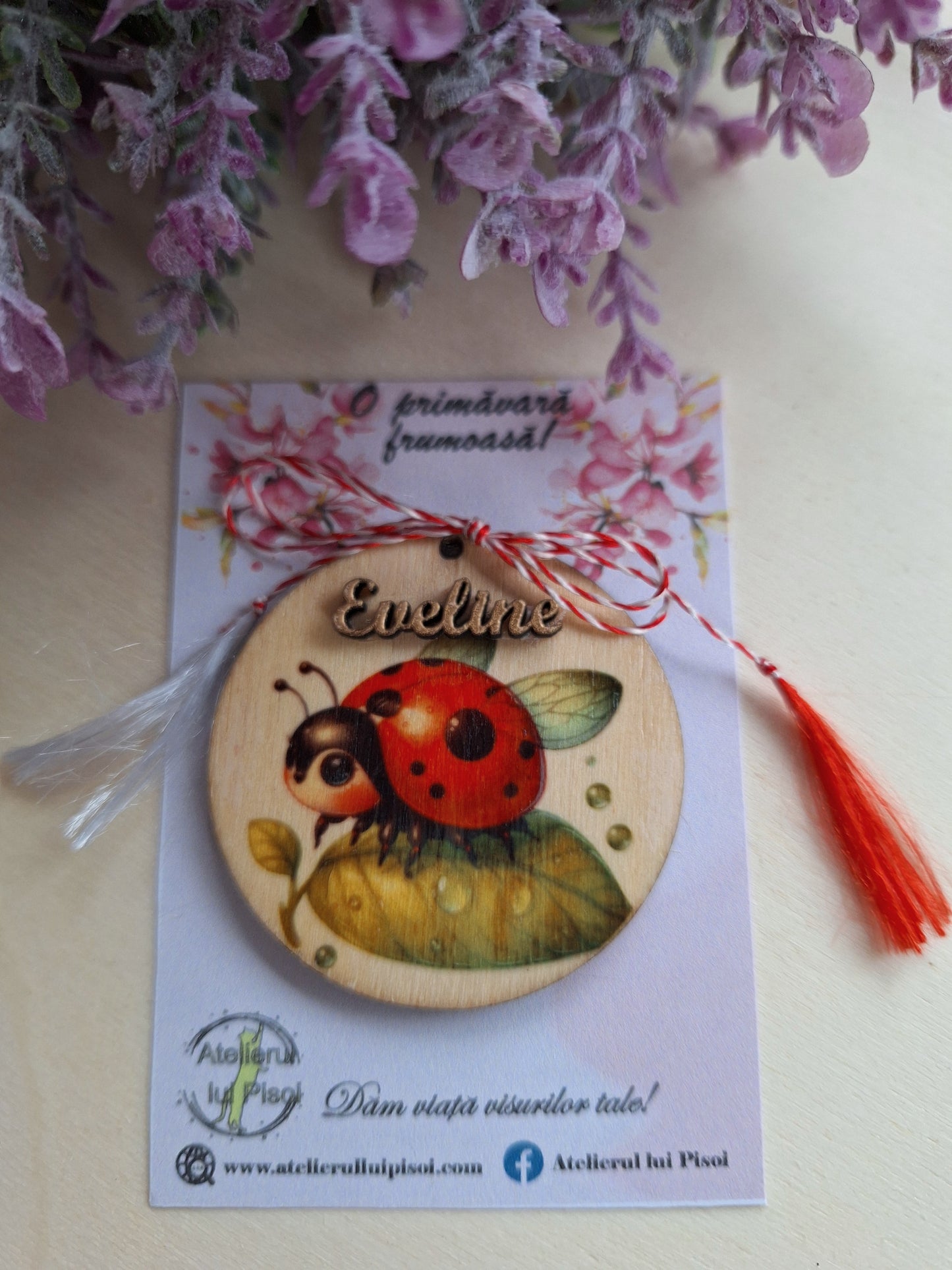Martisor personalizat lemn- Buburuza- ALTP 32