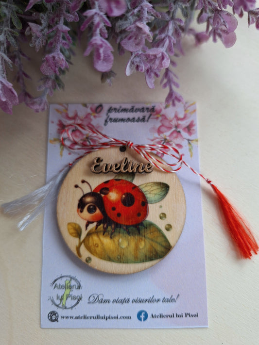 Martisor personalizat lemn- Buburuza- ALTP 32