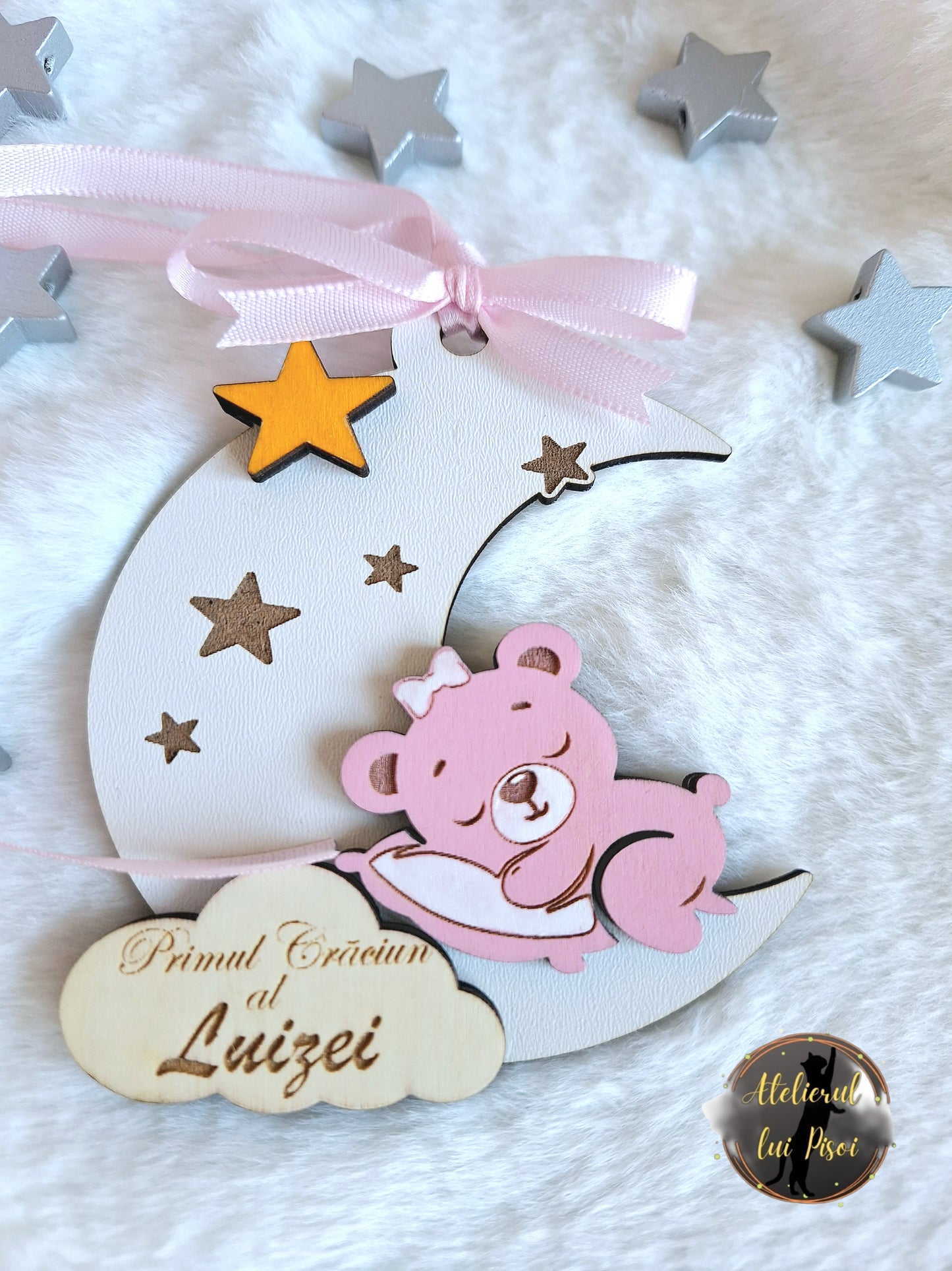 Glob personalizat din lemn Primul Craciun-ALTP 46