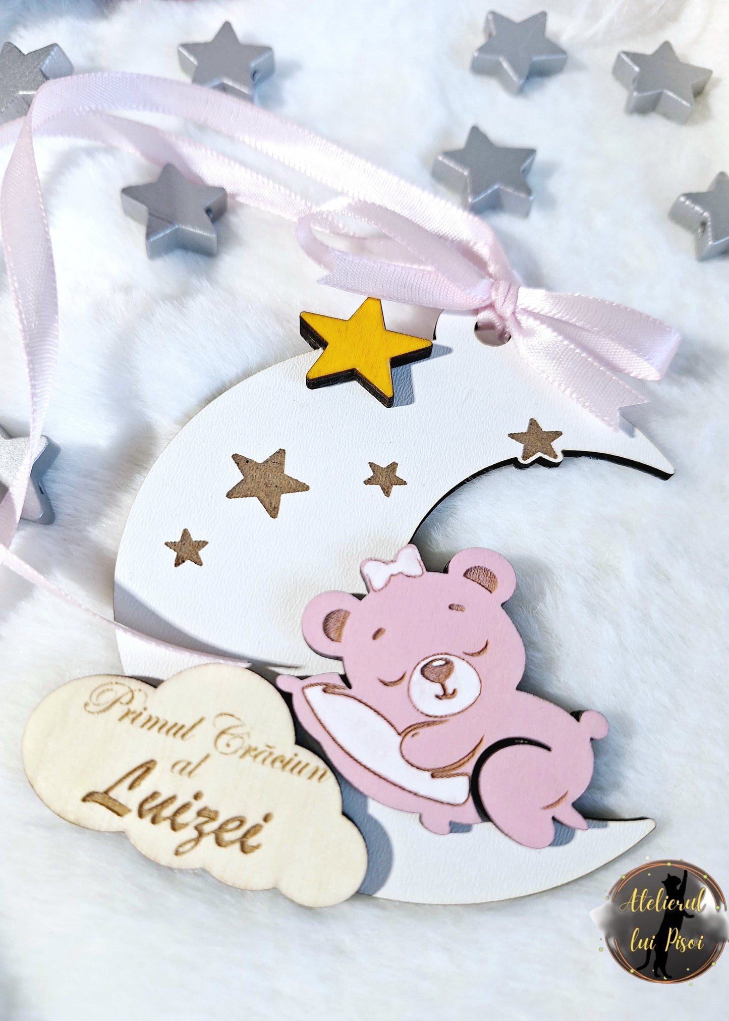 Glob personalizat din lemn Primul Craciun-ALTP 46