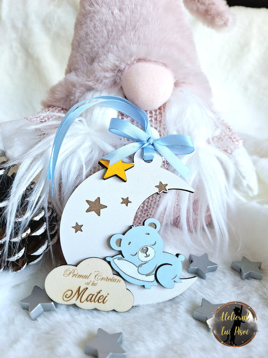 Glob personalizat din lemn Primul Craciun-ALTP 46