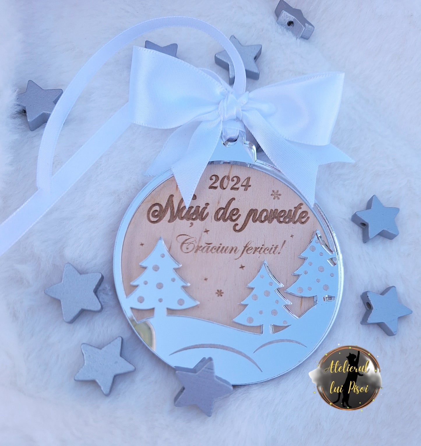 Glob lemn personalizat "Brazi oglinditi"-ALTP42