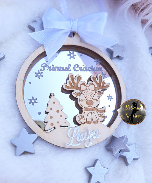 Glob lemn personalizat "Primul Craciun"-ALTP44