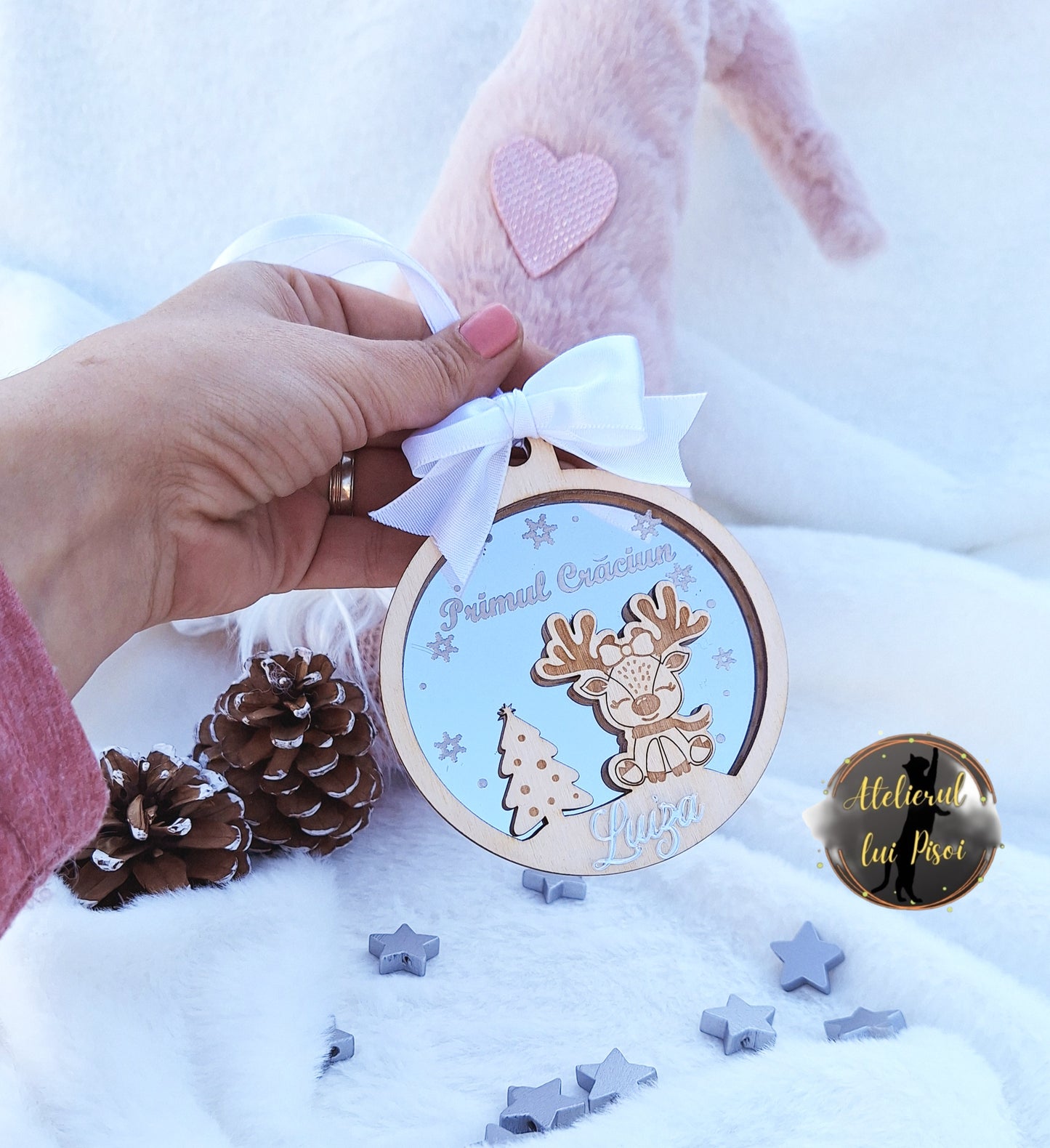 Glob lemn personalizat "Primul Craciun"-ALTP44