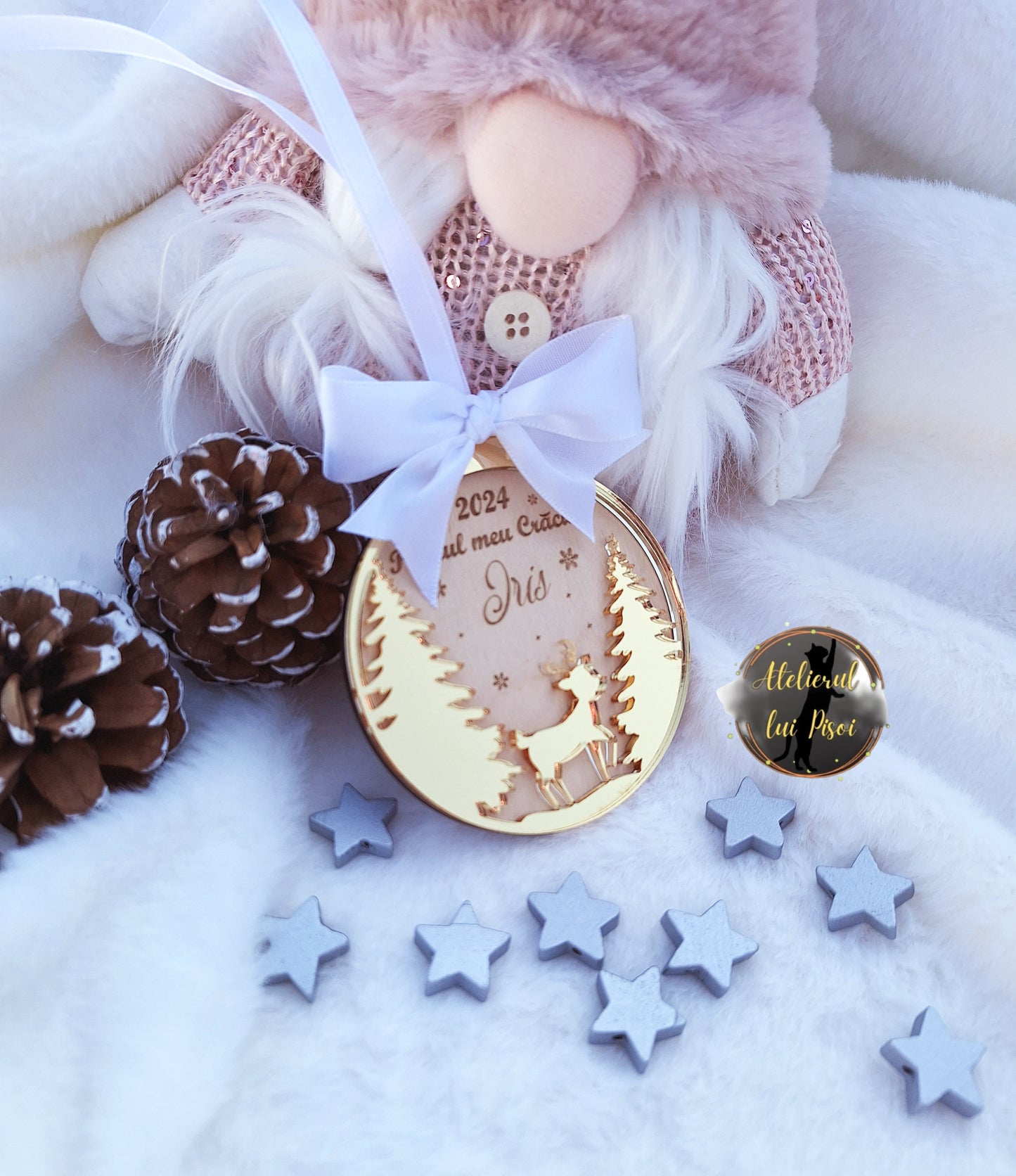 Glob lemn personalizat Primul Craciun- ALTP 47