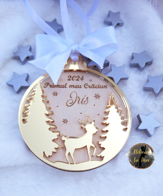 Glob lemn personalizat Primul Craciun- ALTP 47