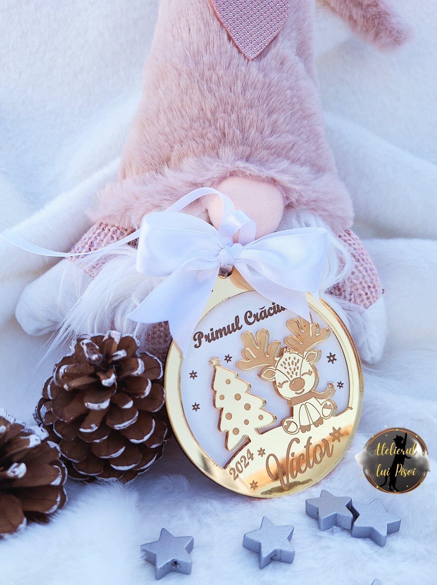 Glob lemn personalizat "Primul Craciun"-ALTP45