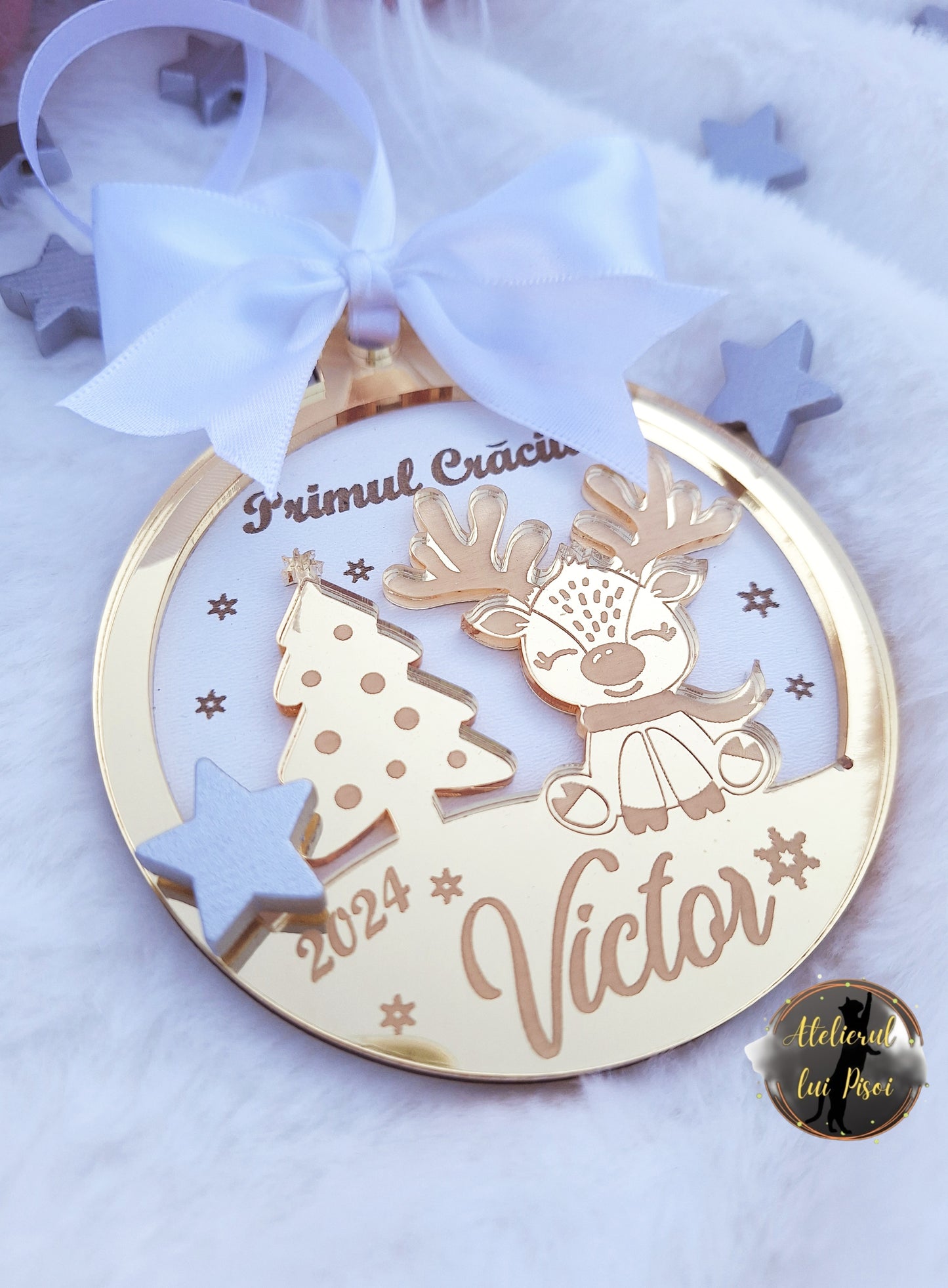 Glob lemn personalizat "Primul Craciun"-ALTP45