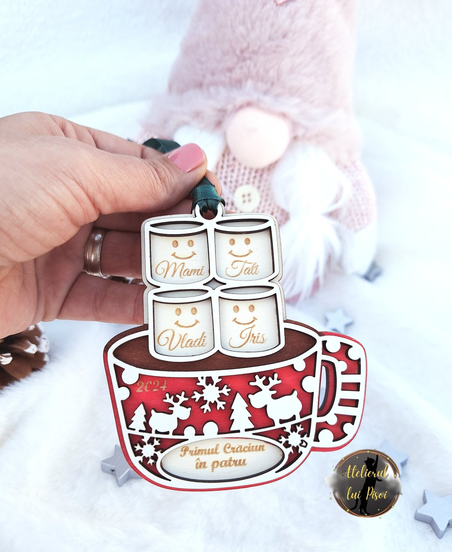 Glob din lemn personalizat Christmas chocolate - ALTP 54