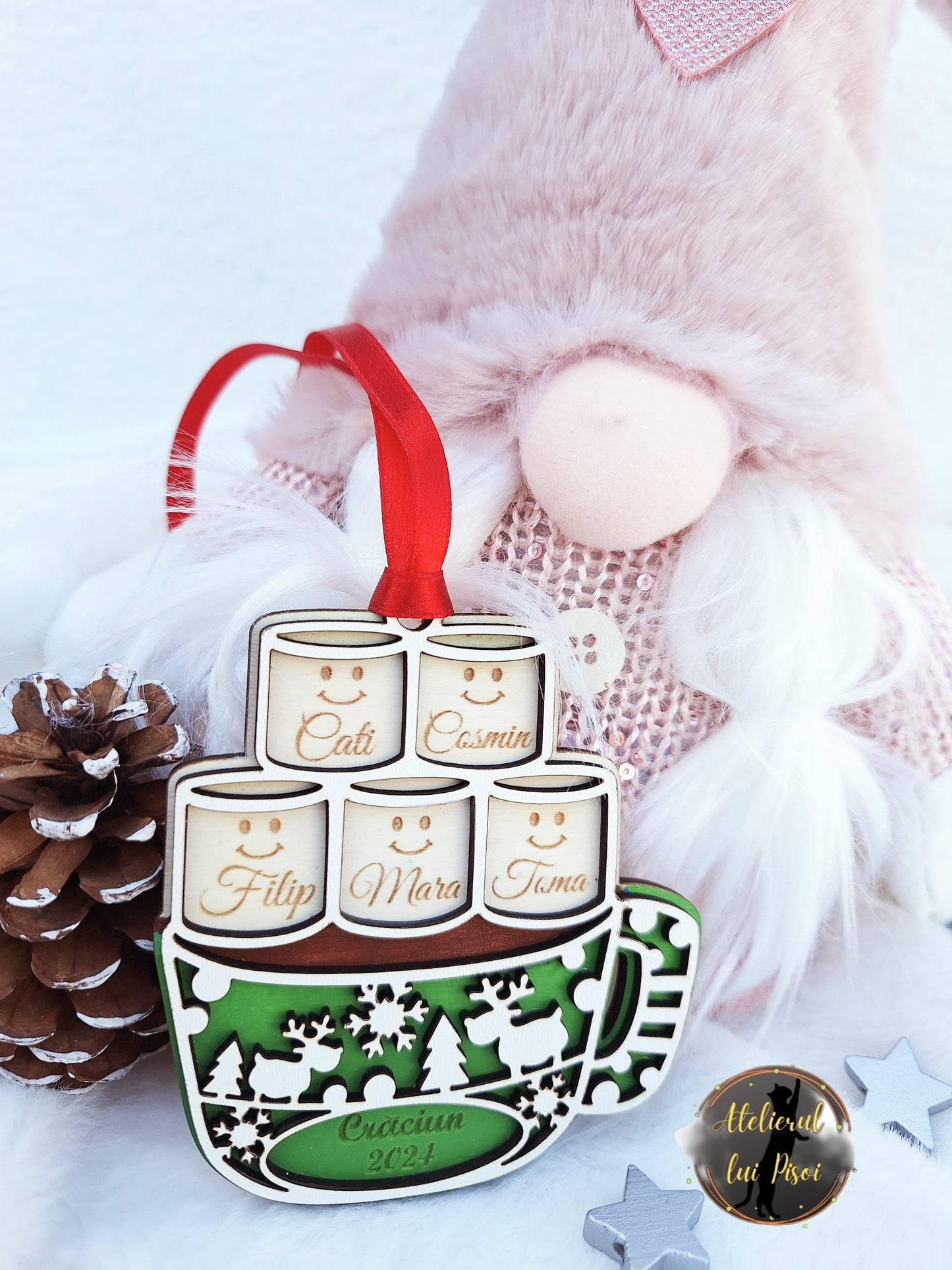 Glob din lemn personalizat Christmas chocolate - ALTP 54