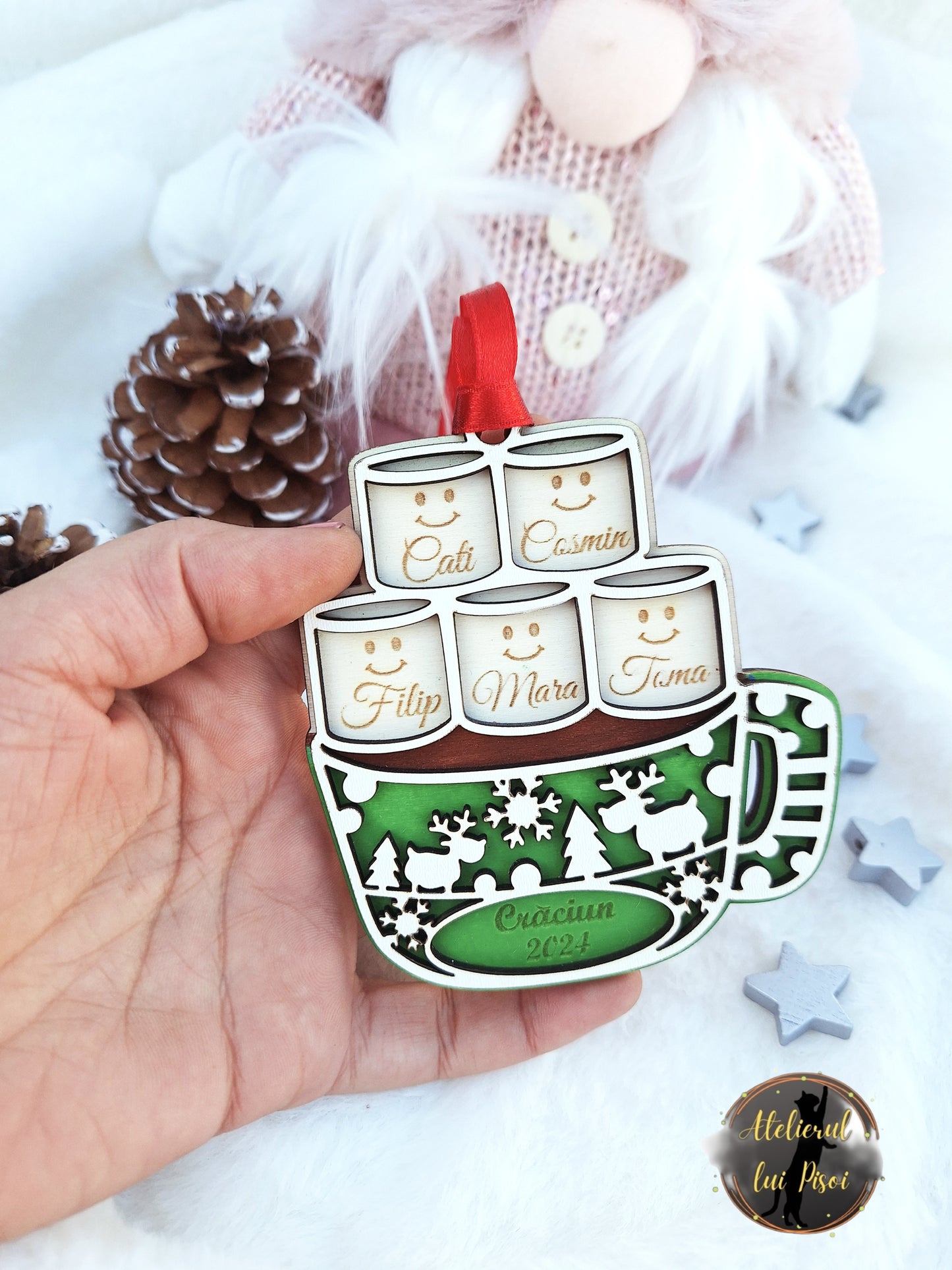 Glob din lemn personalizat Christmas chocolate - ALTP 54