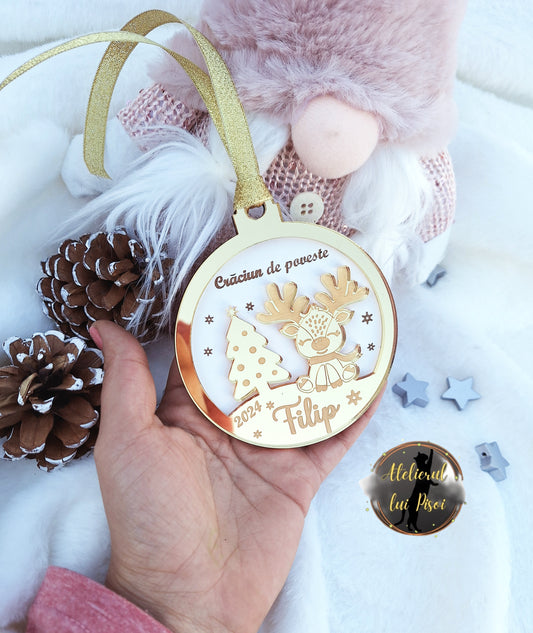 Glob lemn personalizat "Primul Craciun"-ALTP45