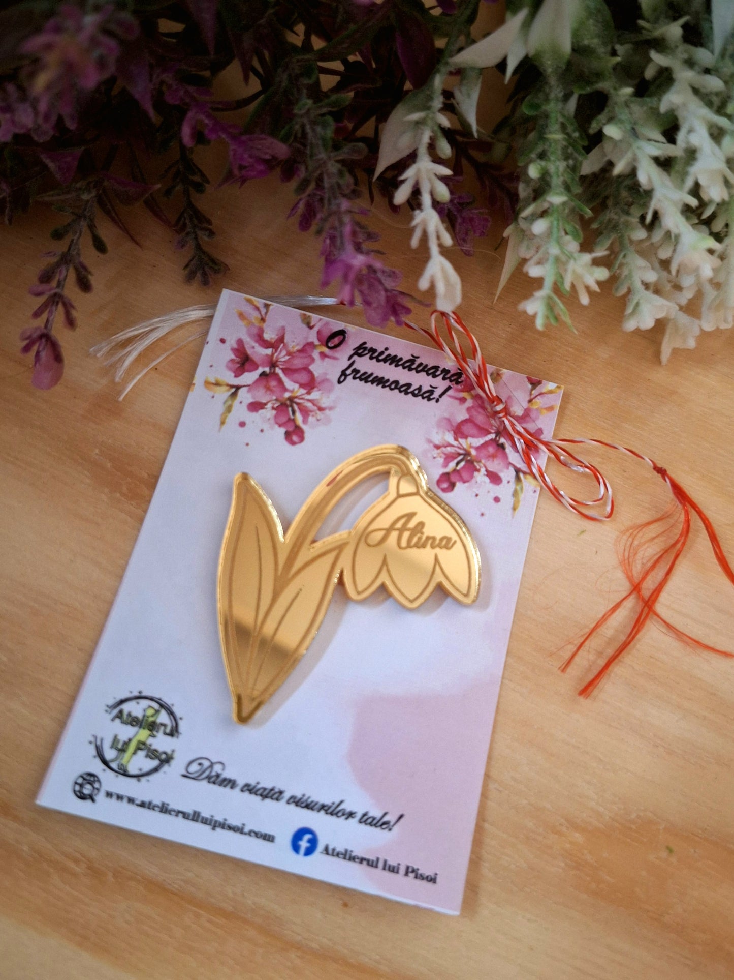 Martisor personalizat plexiglass -Oglindire de ghiocel-ALTP 5