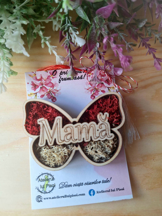 Martisor cu licheni personalizat-Fluture