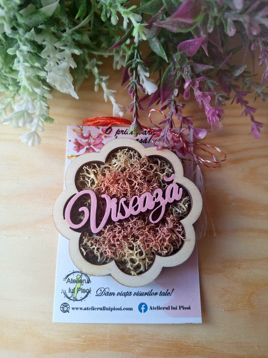 Martisor cu licheni personalizat-Floare