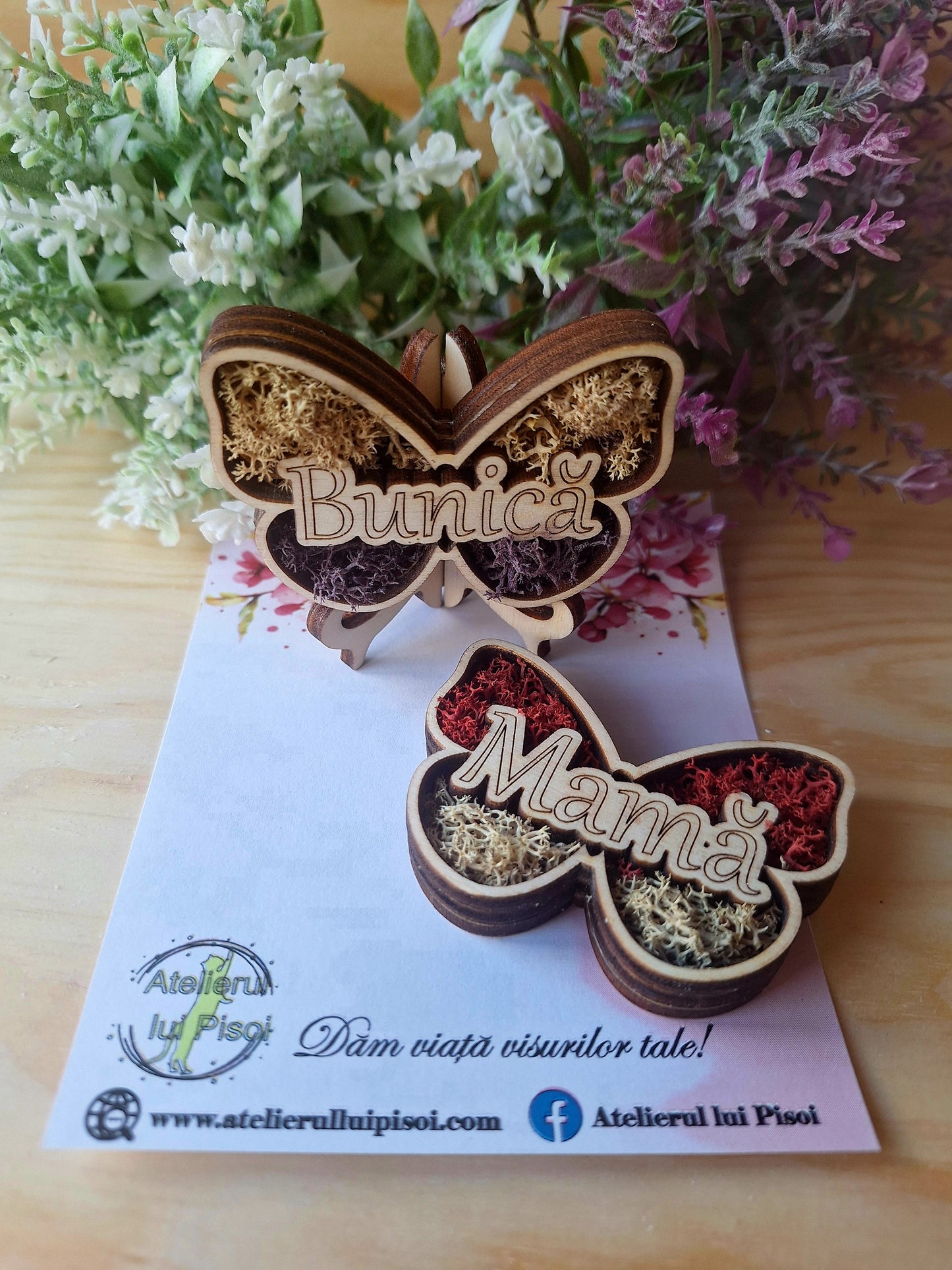 Martisor cu licheni personalizat-Fluture