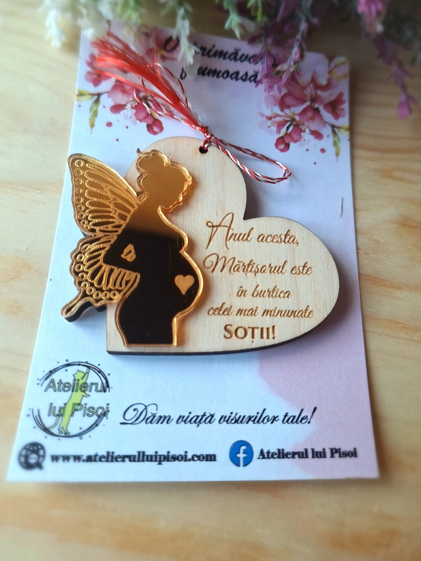 Martisor personalizat plexiglass -Primăvara în burtica lui mami -ALTP 9