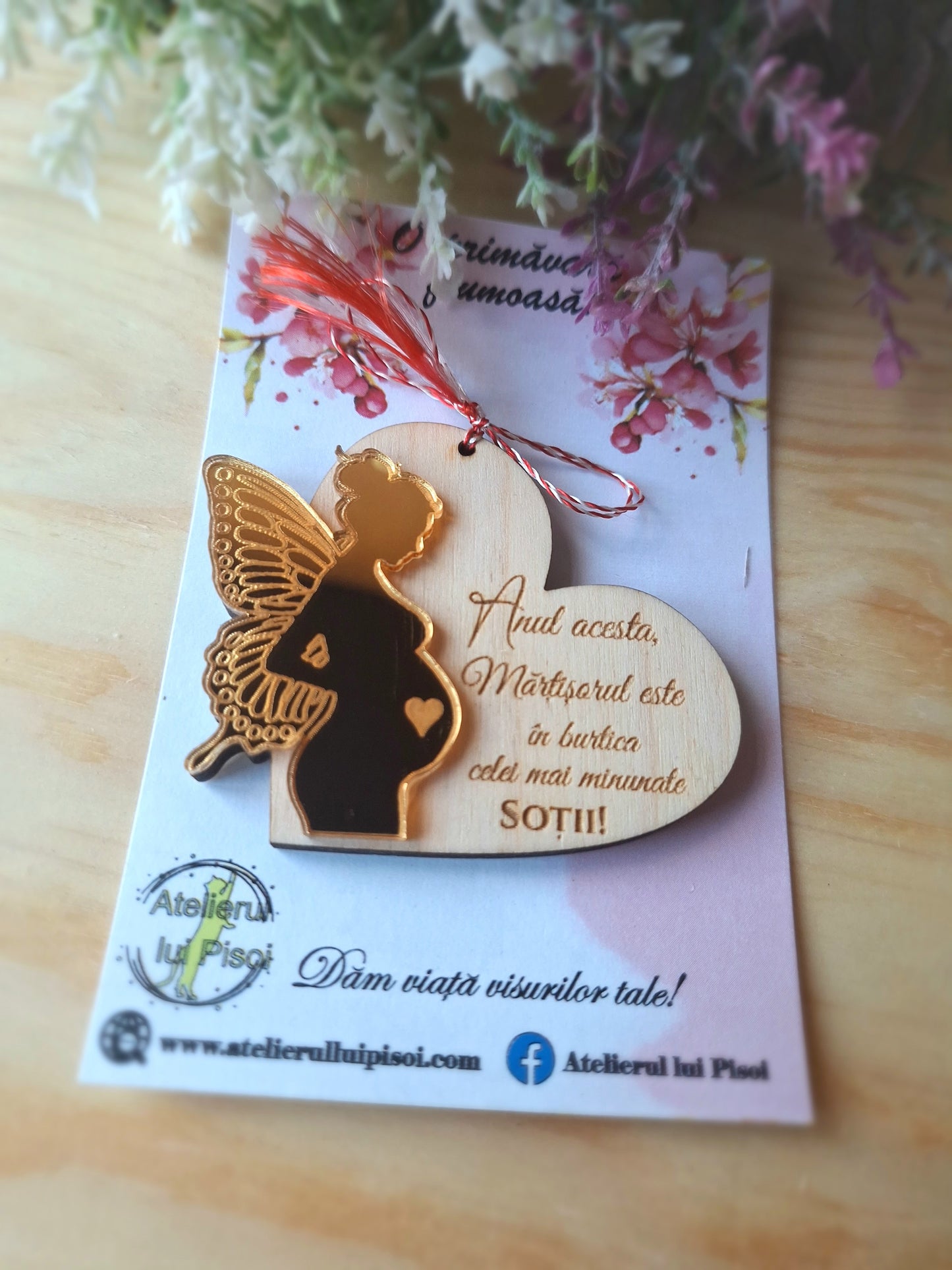 Martisor personalizat plexiglass -Primăvara în burtica lui mami -ALTP 9
