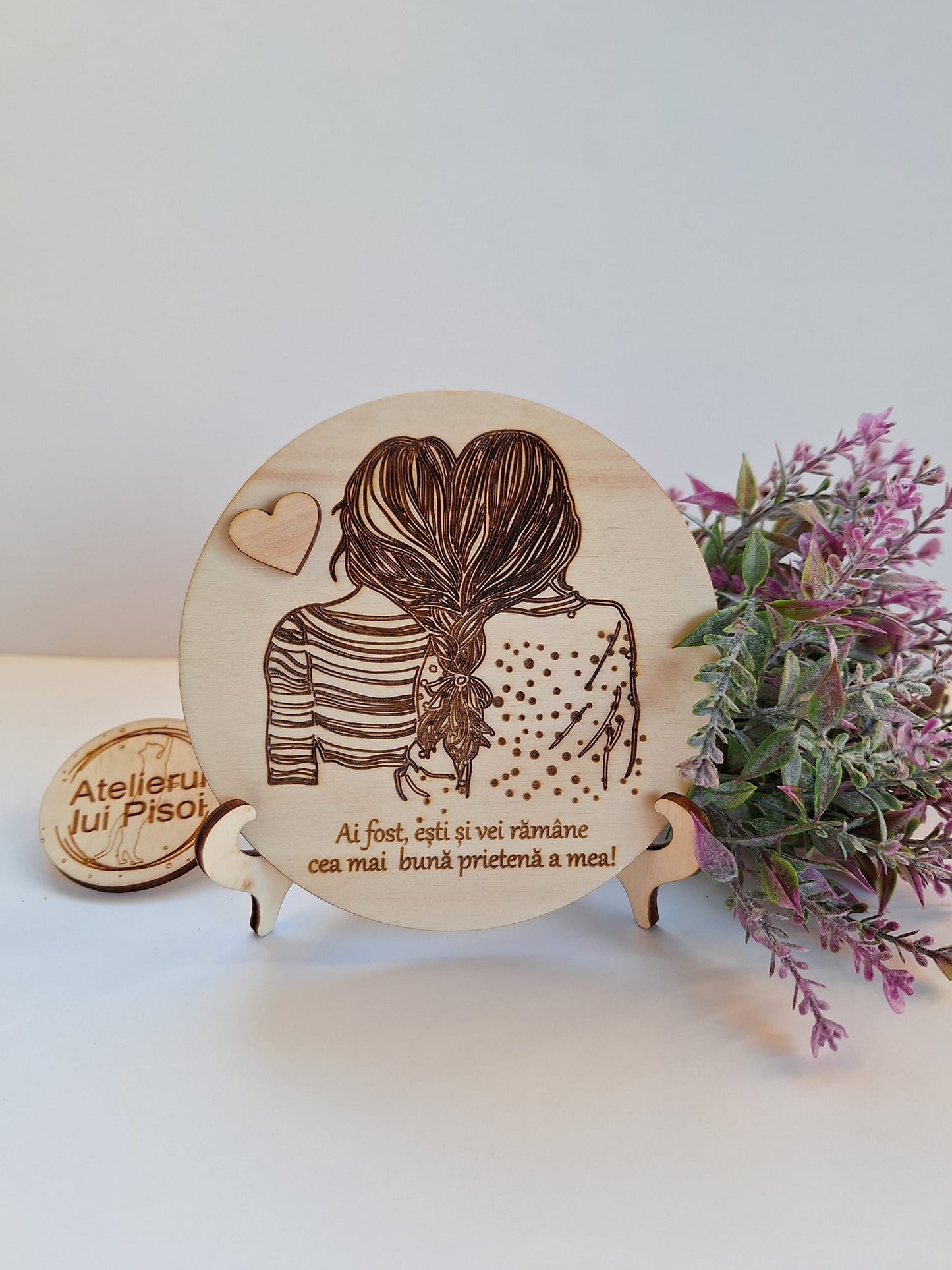 Placheta personalizata din lemn-Prietena