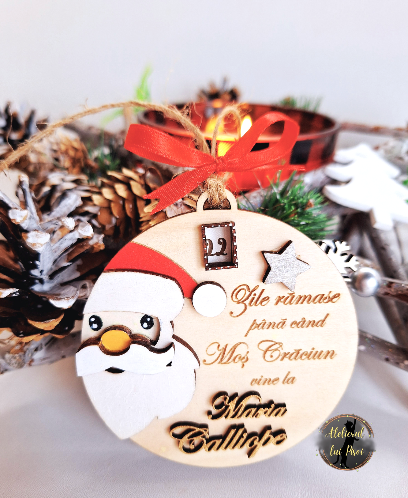 Glob lemn personalizat "Calendar Advent" cu cifre rotative -ALTP 4