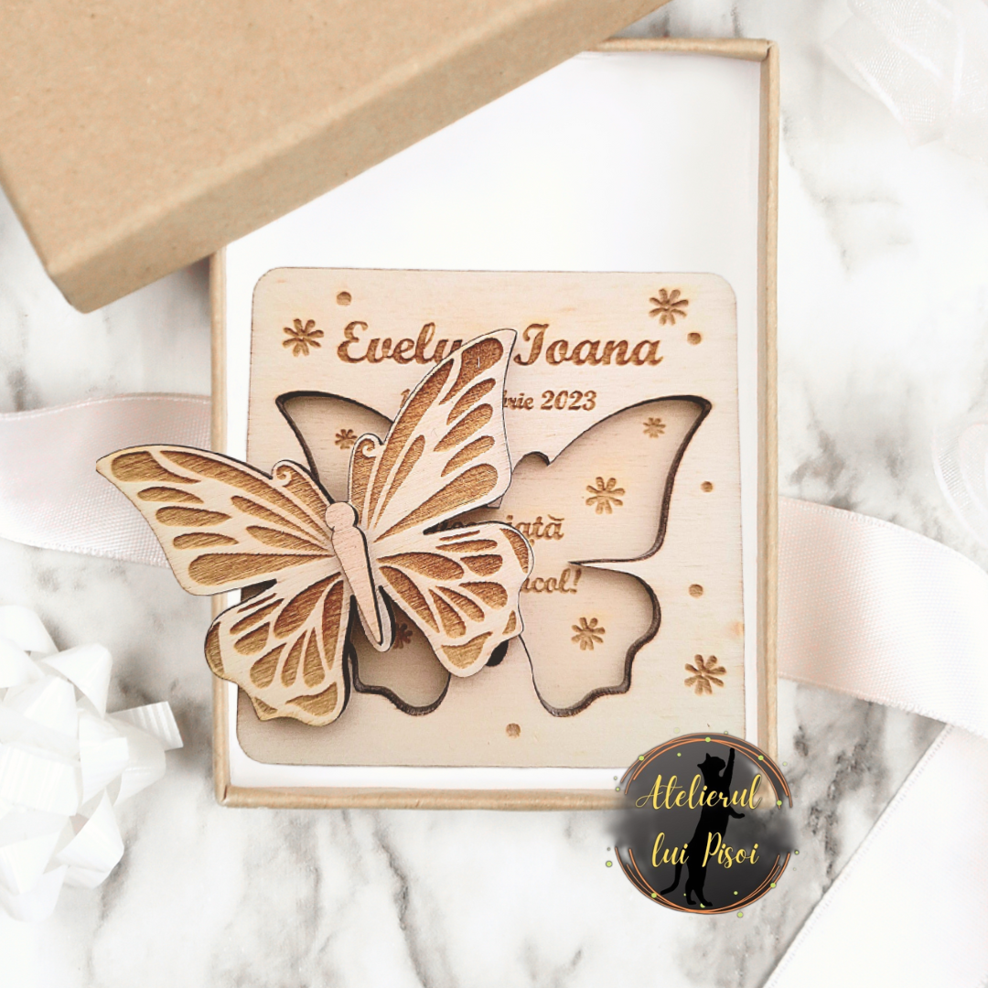 Marturie gravata din lemn-model Fluture ALTP 05