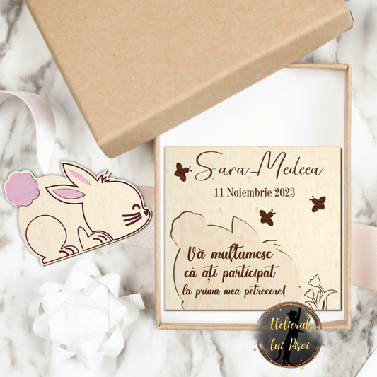 Marturie gravata din lemn-model iepuras ALTP 01