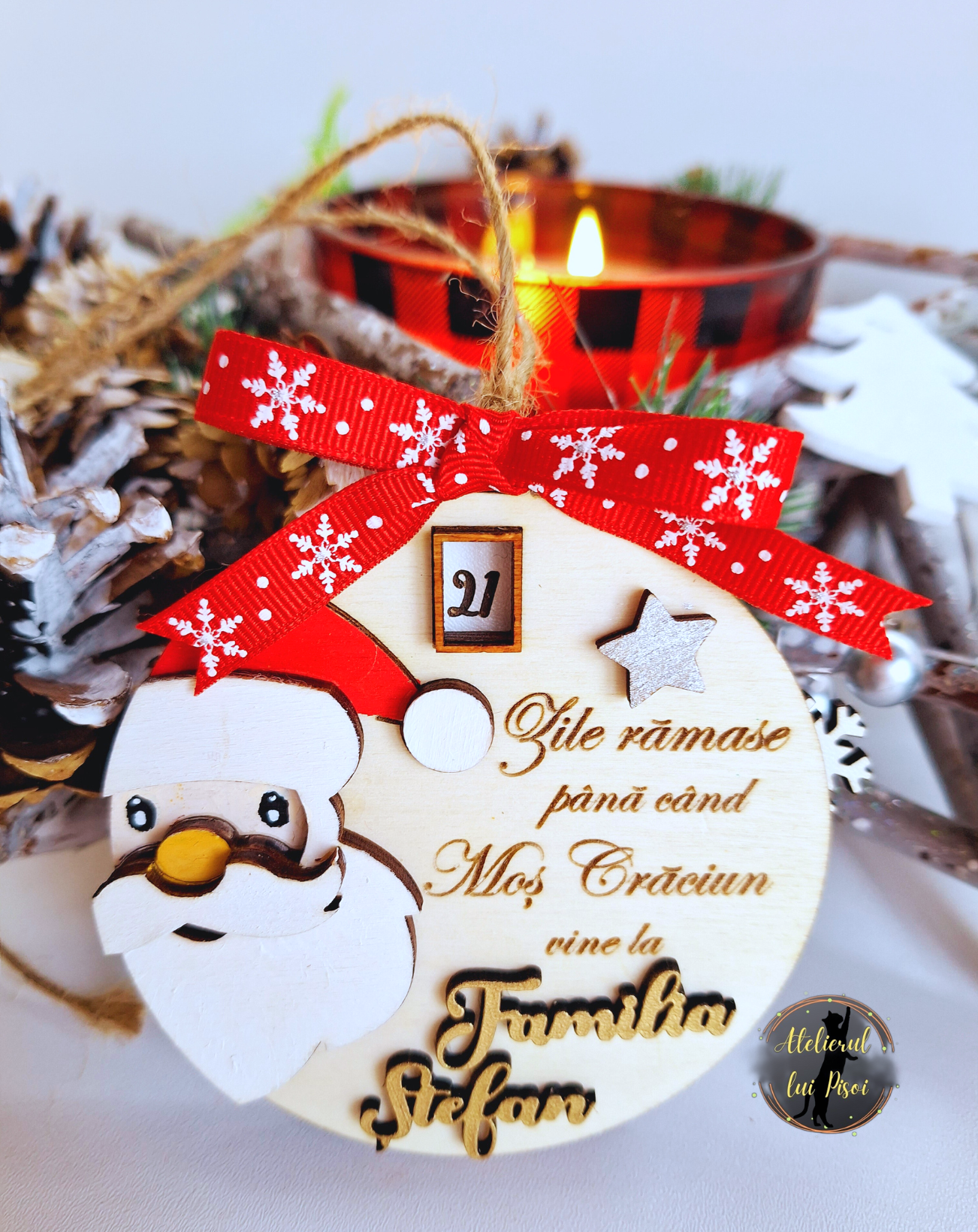 Glob lemn personalizat "Calendar Advent" cu cifre rotative -ALTP 4