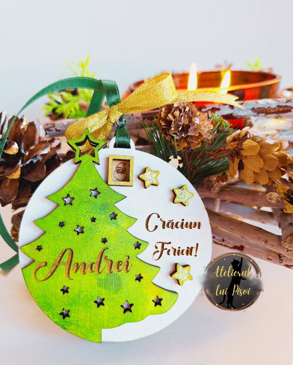 Glob lemn personalizat "Calendar Advent" cu cifre rotative -ALTP 13