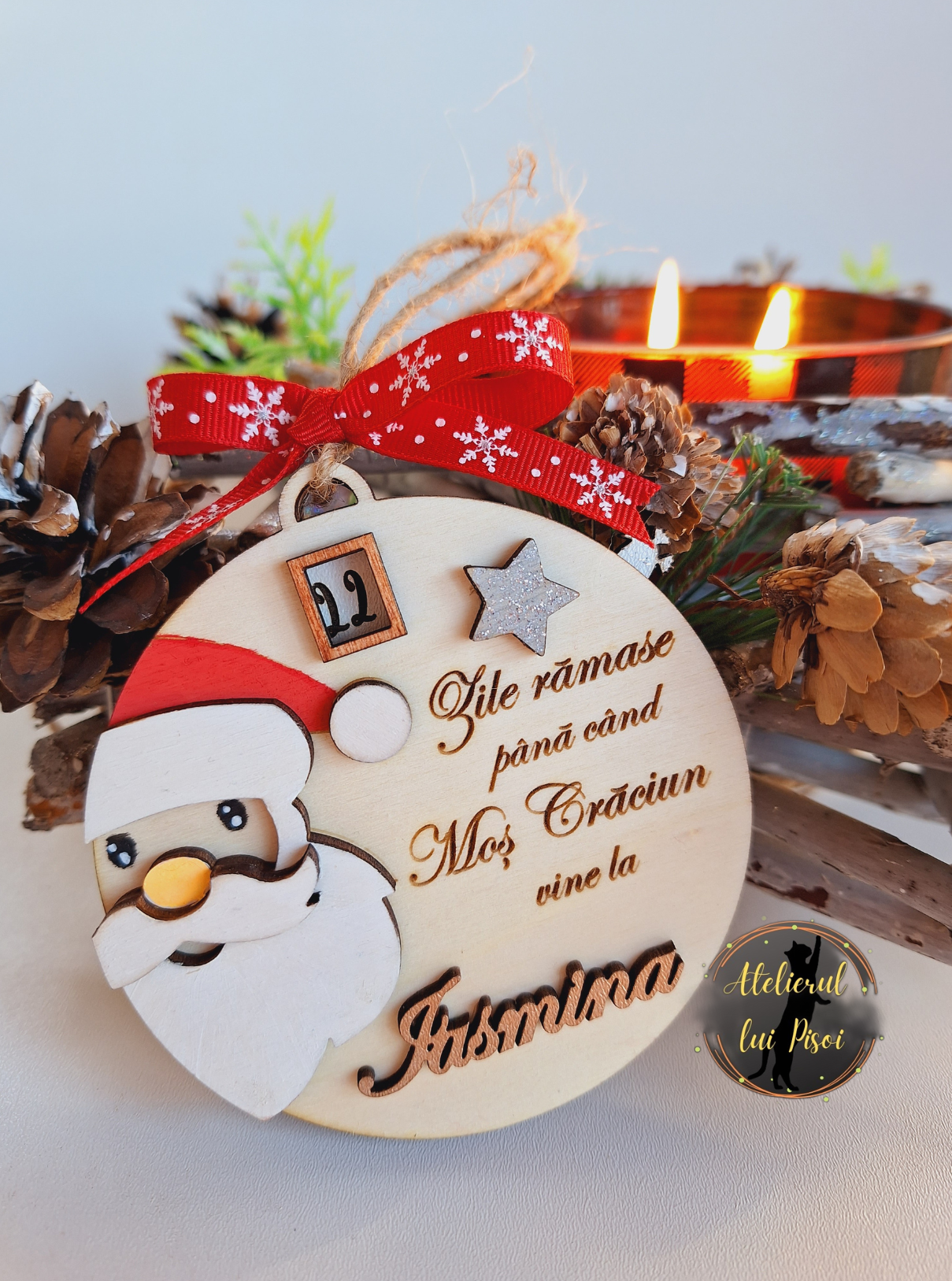 Glob lemn personalizat "Calendar Advent" cu cifre rotative -ALTP 4