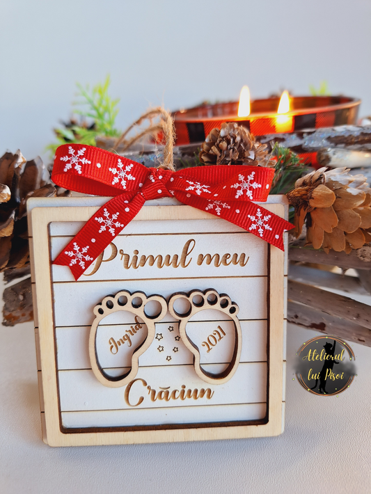 Glob lemn personalizat Primul meu Craciun -ALTP 5