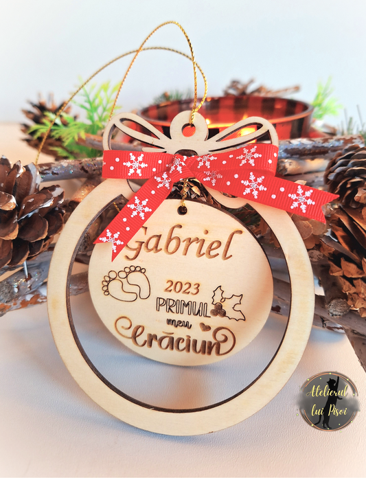 Glob personalizat lemn Primul meu Craciun -ALTP 22