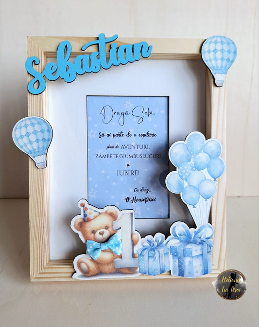 Rama foto personalizata- Ursulet în balon