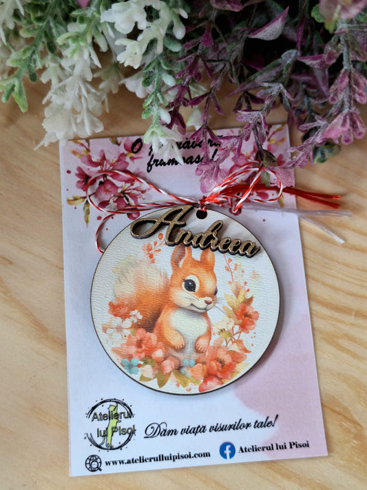 Martisor personalizat lemn- Veverita- ALTP 50