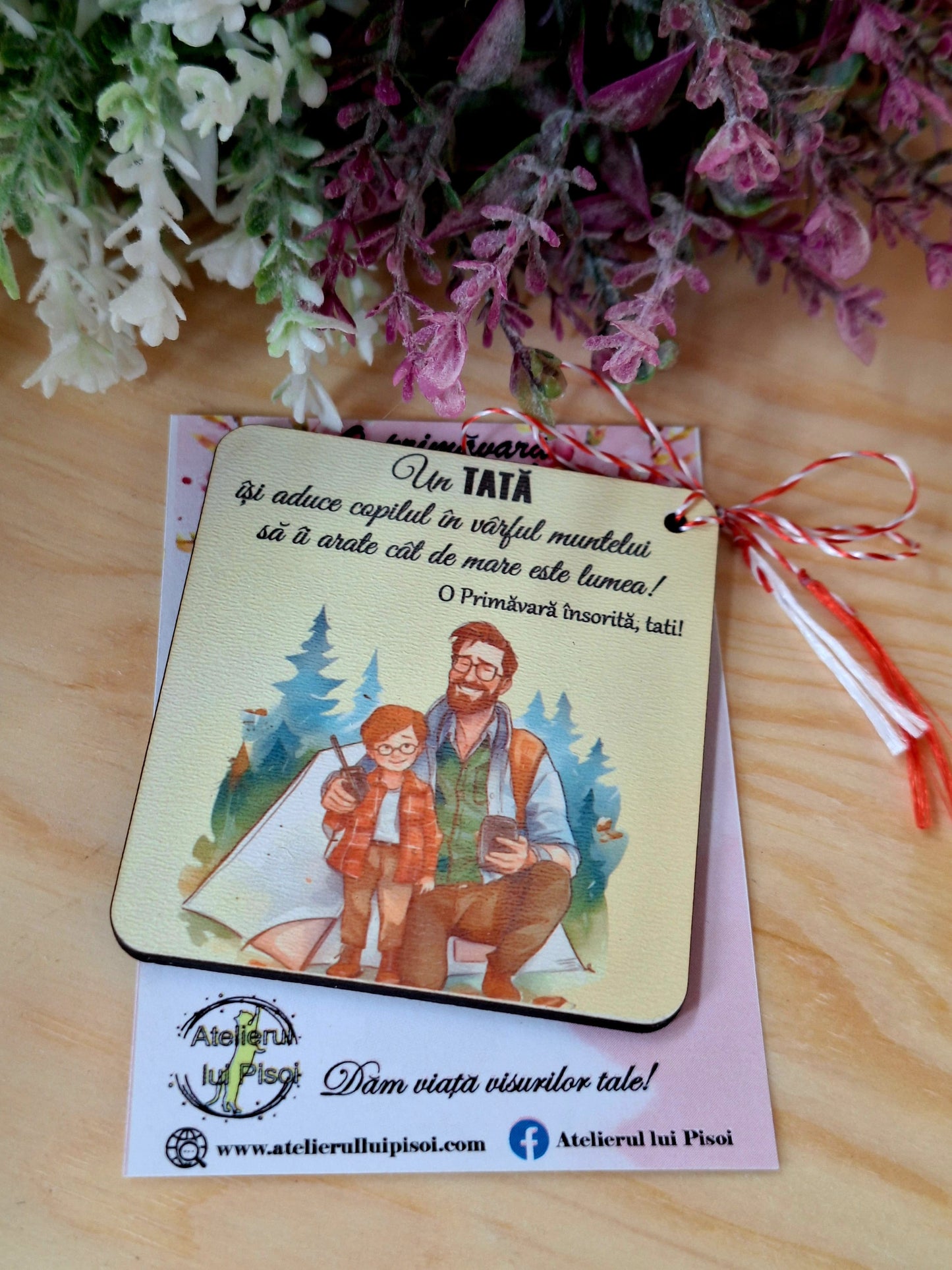 Martisor personalizat lemn- Tata/ unchi si baiat-ALTP 4