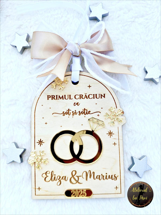 Glob din lemn Primul Craciun ca Sot si Sotie- ALTP 89