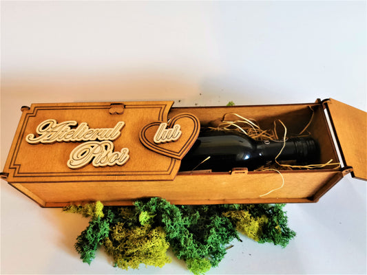 Cutie pentru sticla de vin personalizată cu dublă deschidere