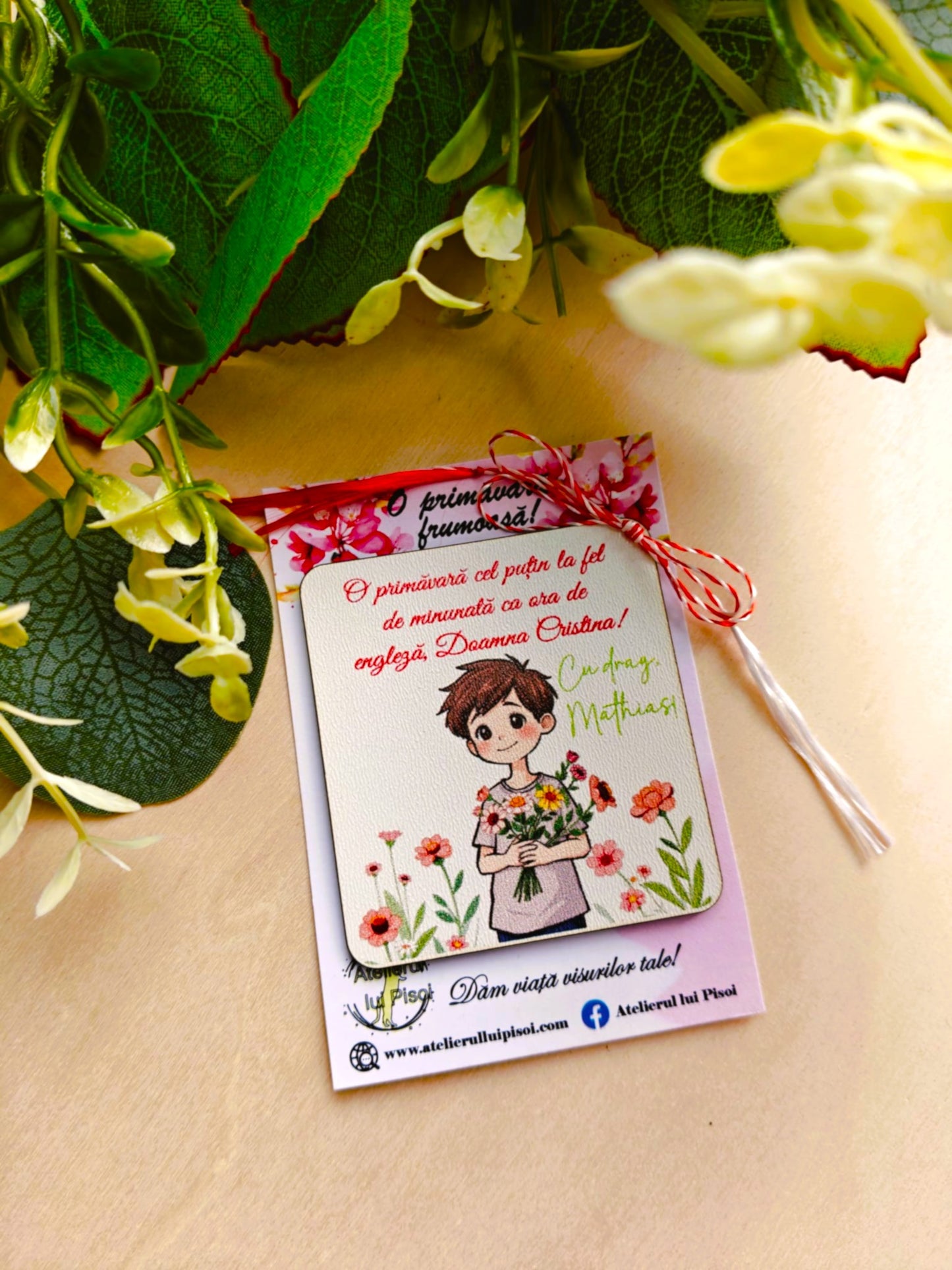 Martisor personalizat lemn pentru educatoare /profesoara- ALTP 54