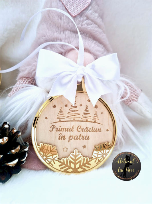 Glob lemn personalizat "Fulgi oglinditi"-ALTP48