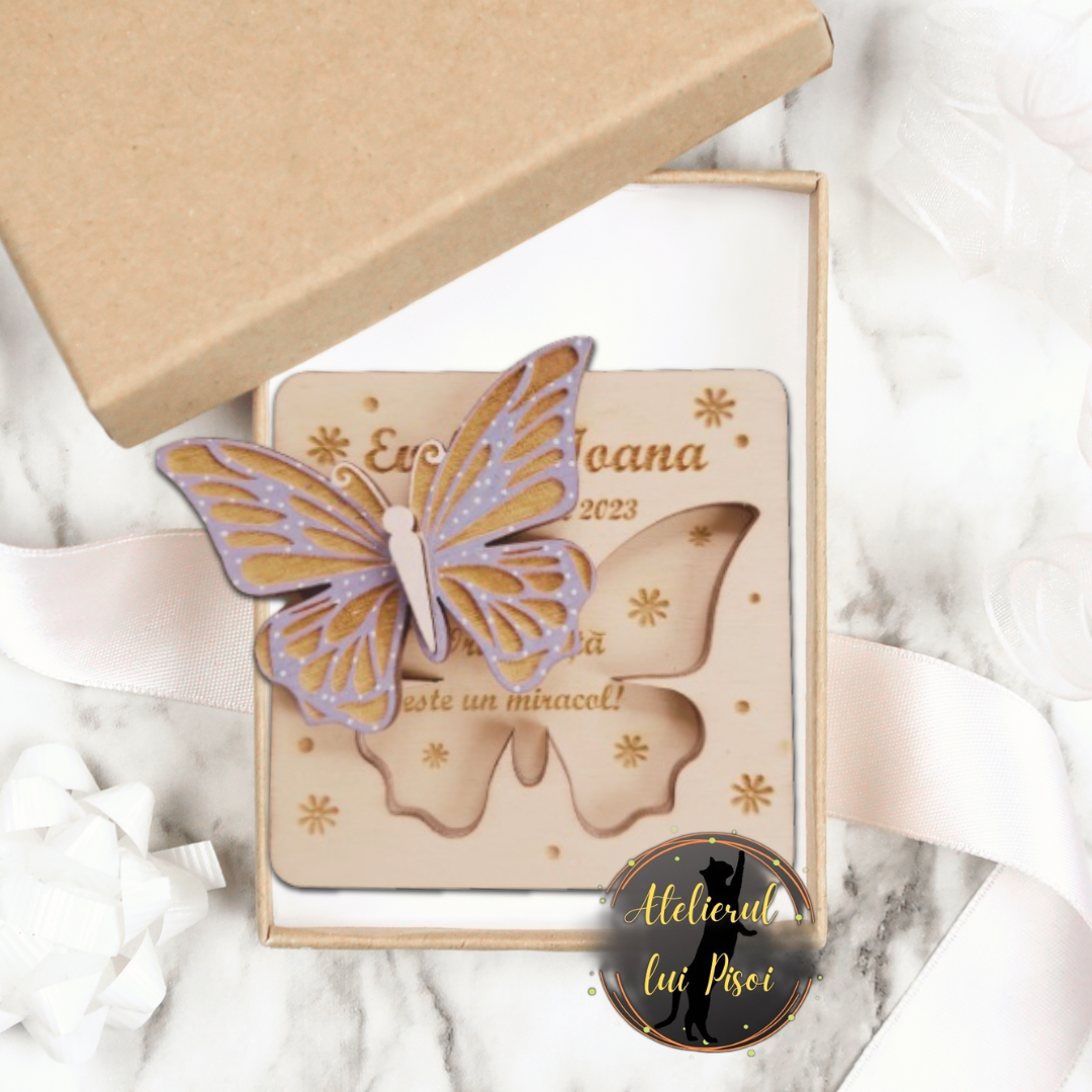 Marturie gravata din lemn-model Fluture ALTP 05