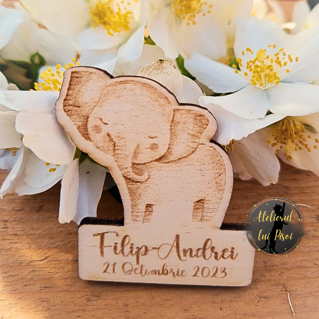 Marturie din lemn - Happy Elephant- ALTP 16