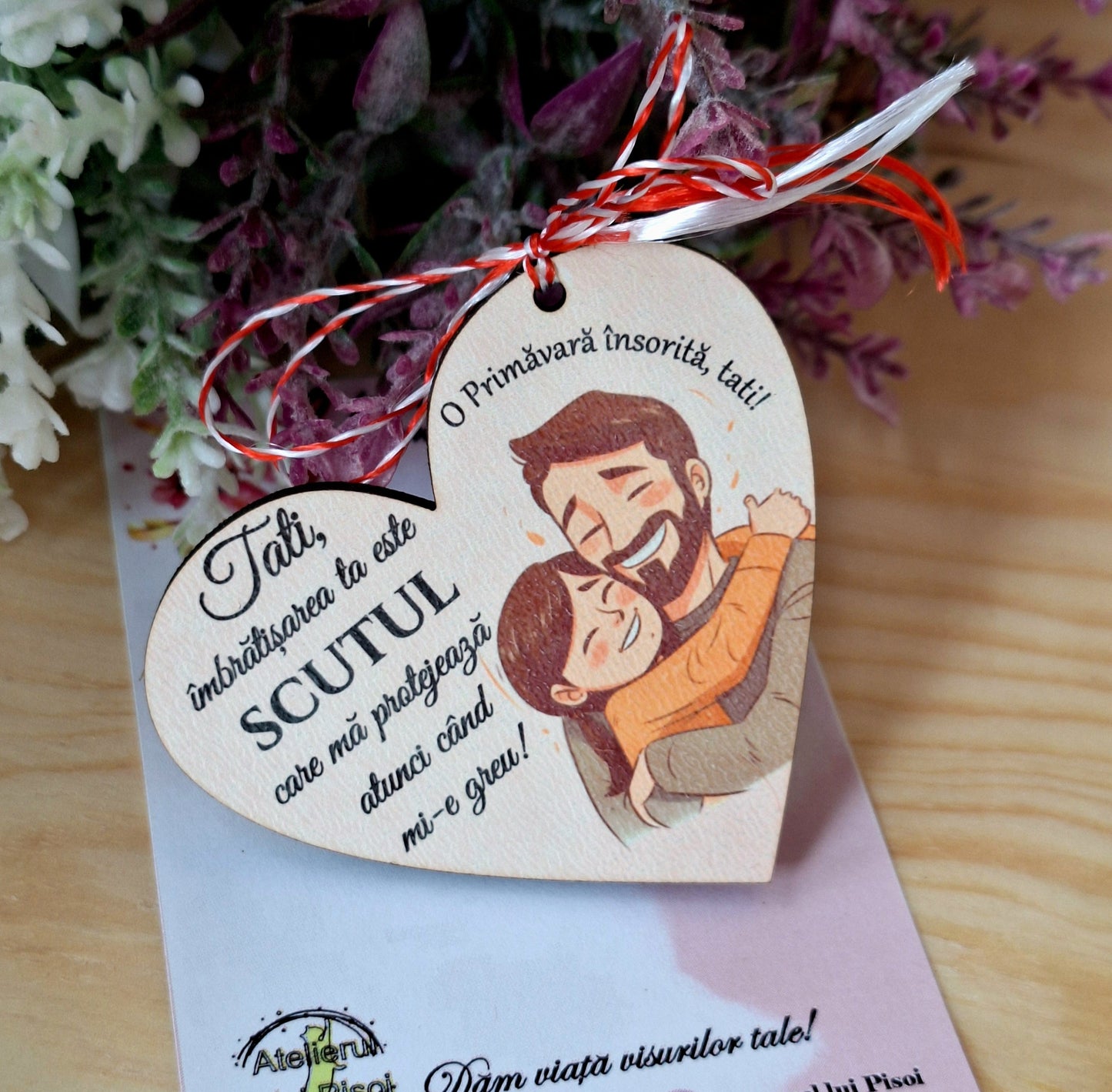 Martisor personalizat lemn- Tata/ unchi si fetita--ALTP 1
