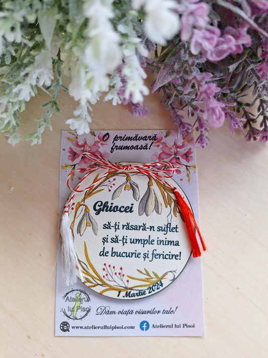 Martisor personalizat lemn ghiocei - ALTP 34